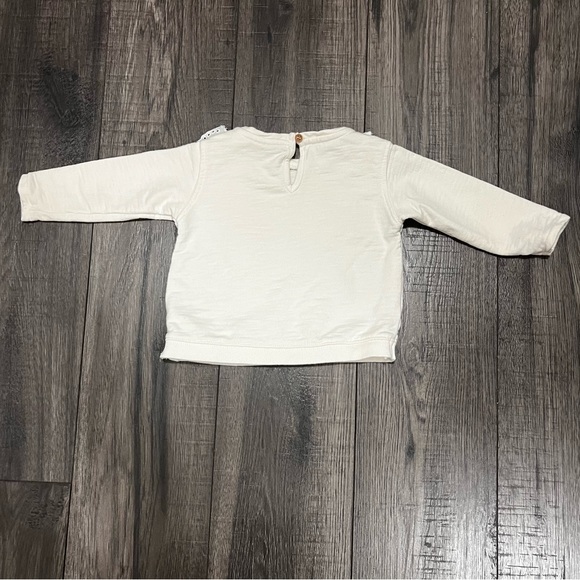 Zara Cream Ivory Ruffled Long Sleeve Shirt Sweater - Picture 4 of 6